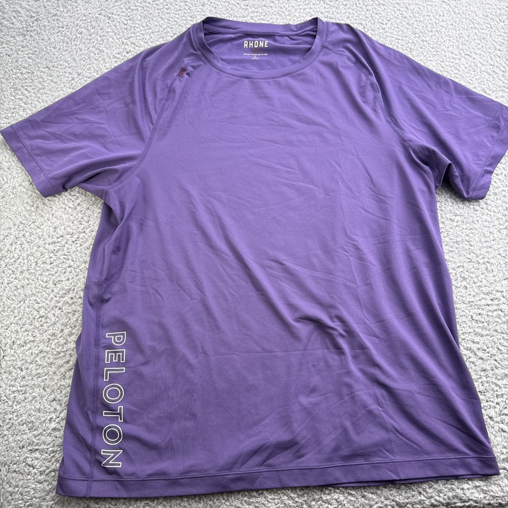 Rhone Athletic Shirt Mens Large Purple Short Sleeve Peloton Gym Running Workout
